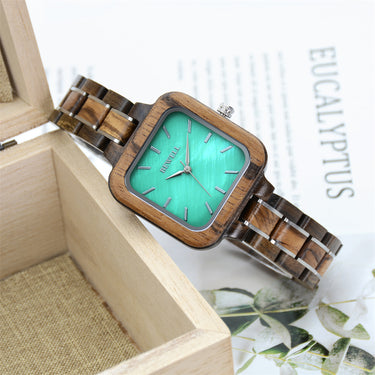 Bewell W185AL Ladies Walnut with Zebra Wood Watch
